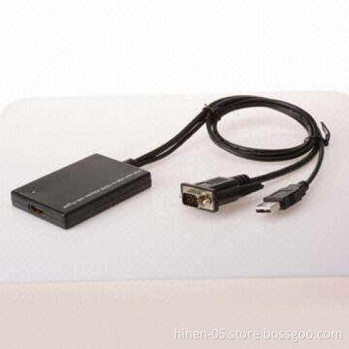VGA and USB to HDMI adapter with pigtail, supports common VGA video resolutions